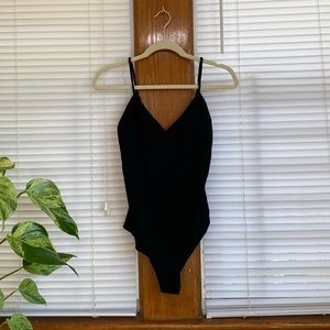 Charlotte Russe Women's Size Medium Black Metallic Bodysuit Adjustable Strap